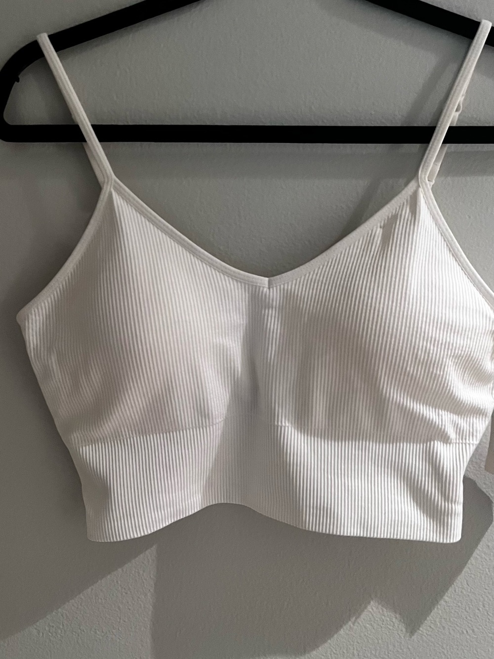 Zella White Ribbed Cami/bra no shed